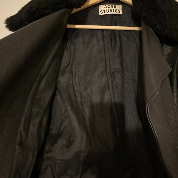 Acne Studios Mape Black Leather Jacket sz 38 - Picture 2 of 11